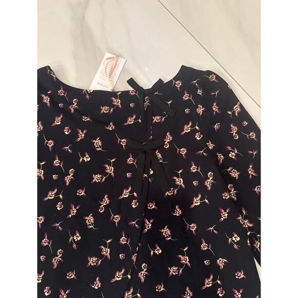 NWT ModCloth Sunday Afilado Black Floral Back Wrap Bow Tie Pullover Top Size L - Picture 11 of 13